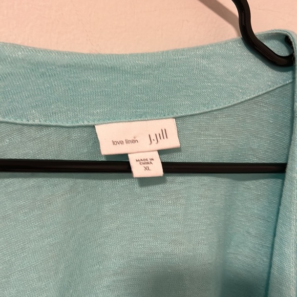 J Jill Love Linen 100% Linen Light Blue Cardigan Size XL - Picture 2 of 4